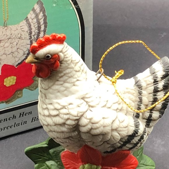 Andrea by Sadek FRENCH HEN ORNAMENT w/ 1991 Box Porcelain Bisque Hand-Painted - Picture 14 of 15